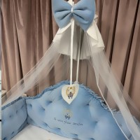 Lenjerie de patut personalizata 11 piese REGAL Blue - PEPPIbambini