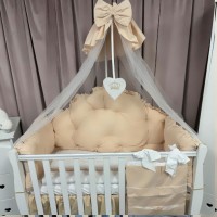 Lenjerie de patut personalizata 11 piese REGAL Catifea Beige - PEPPIbambini