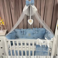 Lenjerie de patut personalizata 11 piese ROYAL Catifea Blue - PEPPIbambini