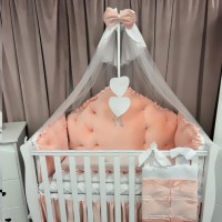 Lenjerie de patut personalizata 11 piese REGAL Catifea Somon - PEPPIbambini