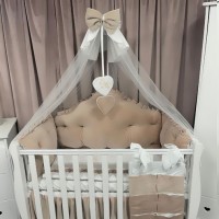 Lenjerie de patut personalizata 11 piese REGAL Catifea Beige - PEPPIbambini