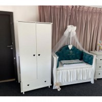 Lenjerie de patut personalizata 11 piese REGAL Verde Smarald - PEPPIbambini