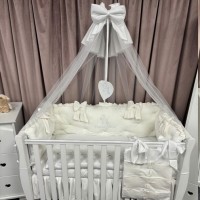 Lenjerie de patut personalizata 11 piese ROYAL Catifea White David - PEPPIbambini