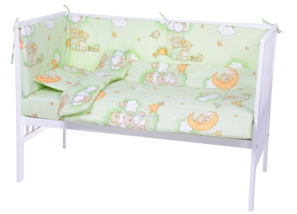 Lenjerie patut copii 5 piese - Urs pe scara verde