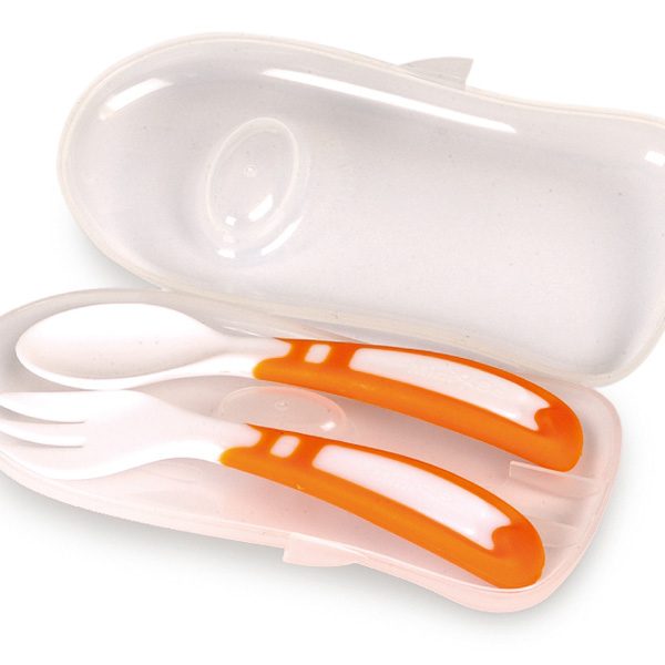 Nuvita - Set lingurita si furculita in caseta BPA free 6m+