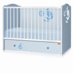 Bertoni - Pat lemn balansoar Joy 60 x 120 cm Blue + cearceaf de pat cadou