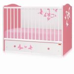 Bertoni - Pat lemn balansoar Joy 60 x 120 cm Pink + cearceaf de pat cadou