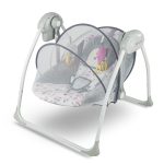 Kinderkraft - Leagan portabil 2 in 1 FLO PINK cu conectare la priza - imagine 2