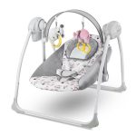 Kinderkraft - Leagan portabil 2 in 1 FLO PINK cu conectare la priza