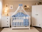 Lenjerie de patut personalizata 11 piese REGAL Blue - PEPPIbambini - Image 4