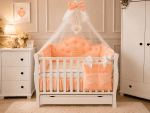 Lenjerie de patut personalizata 11 piese REGAL Catifea Somon - PEPPIbambini - imagine 3