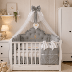 Lenjerie de patut personalizata 11 piese REGAL Grey - PEPPIbambini