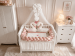 Lenjerie de patut personalizata 11 piese -Laterale Impletite Catifea Pink Lebada - PEPPIbambini - Image 3