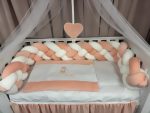 Lenjerie de patut personalizata 11 piese -Laterale Impletite Catifea Somon - PEPPIbambini - Image 9