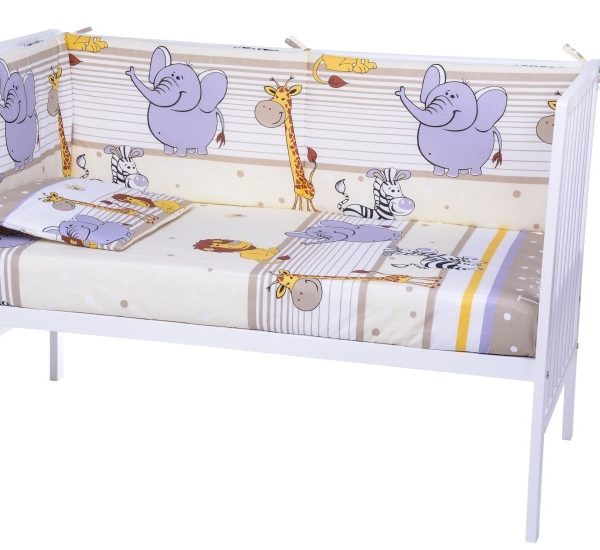 Lenjerie patut copii 4 piese - Safari Crem