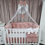 Lenjerie de patut personalizata 11 piese ROYAL Catifea Pink - PEPPIbambini - Image 3