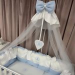 Lenjerie de patut personalizata 11 piese ROYAL White Blue Dublat - PEPPIbambini - Image 4
