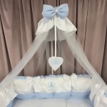 Lenjerie de patut personalizata 11 piese ROYAL White Blue Dublat - PEPPIbambini - Image 5
