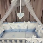 Lenjerie de patut personalizata 11 piese ROYAL White Blue Dublat - PEPPIbambini - Image 6