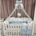 Lenjerie de patut personalizata 11 piese ROYAL White Blue Dublat - PEPPIbambini - Image 2