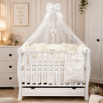 Lenjerie de patut personalizata 11 piese ROYAL Catifea White - PEPPIbambini