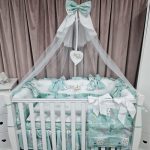 Lenjerie de patut personalizata 11 piese ROYAL White Norisor - PEPPIbambini - imagine 2