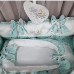 Lenjerie de patut personalizata 11 piese ROYAL White Norisor - PEPPIbambini - imagine 6