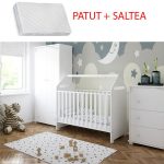Patut bebe din lemn multifunctional House fara sertar + Saltea Cocos - MAMO-TATO