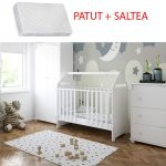 Patut bebe din lemn multifunctional House fara sertar + Saltea Cocos - MAMO-TATO - imagine 3
