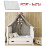 Patut bebe din lemn multifunctional Regal White + Saltea Cocos - MAMO-TATO - Image 3