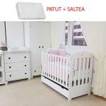 Patut bebe din lemn multifunctional Sisi + Saltea Cocos - MAMO-TATO