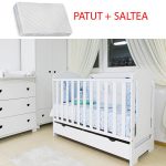 Patut bebe din lemn multifunctional Teddy + Saltea Cocos - MAMO-TATO