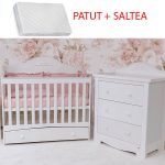 Patut bebe din lemn multifunctional Vittoria Azura + Saltea Cocos - MAMO-TATO