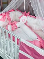 PEPPIbambini - Lenjerie patut 11 piese ROYAL White Pink - imagine 2