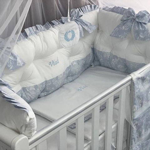 PEPPIbambini – Lenjerie patut 11 piese ROYAL White Blue