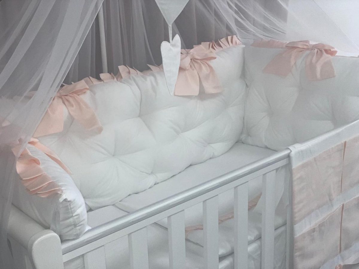 PEPPIbambini - Lenjerie patut 11 piese ROYAL White Somon - imagine 3