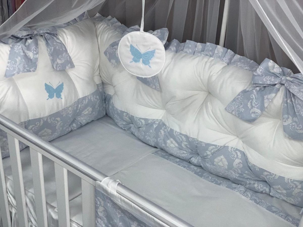 PEPPIbambini - Lenjerie patut 11 piese ROYAL White Blue - imagine 3