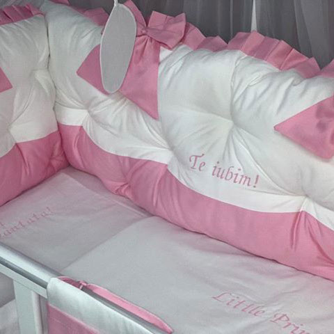 PEPPIbambini – Lenjerie patut 11 piese ROYAL White Pink