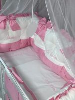 PEPPIbambini - Lenjerie patut 11 piese ROYAL White Pink - imagine 2