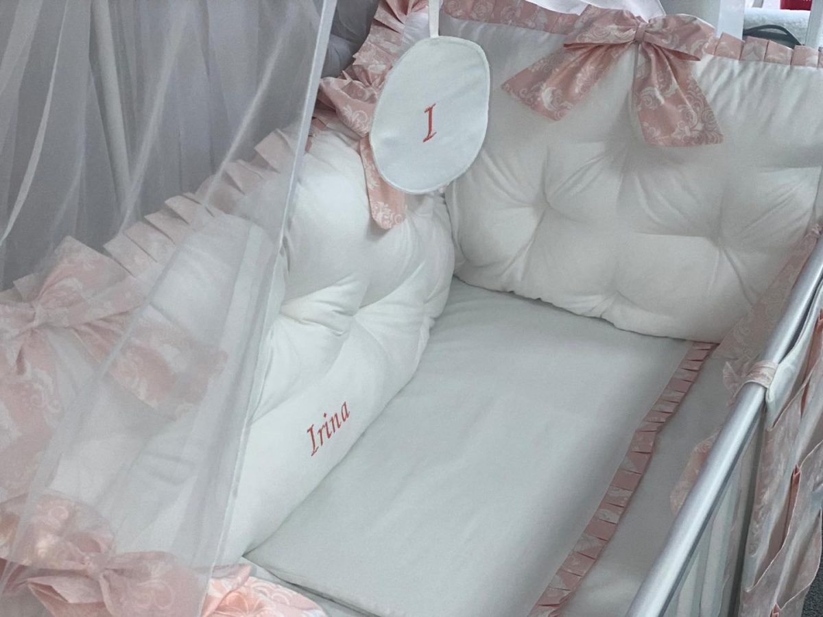 PEPPIbambini - Lenjerie patut 11 piese ROYAL White Somon - imagine 2