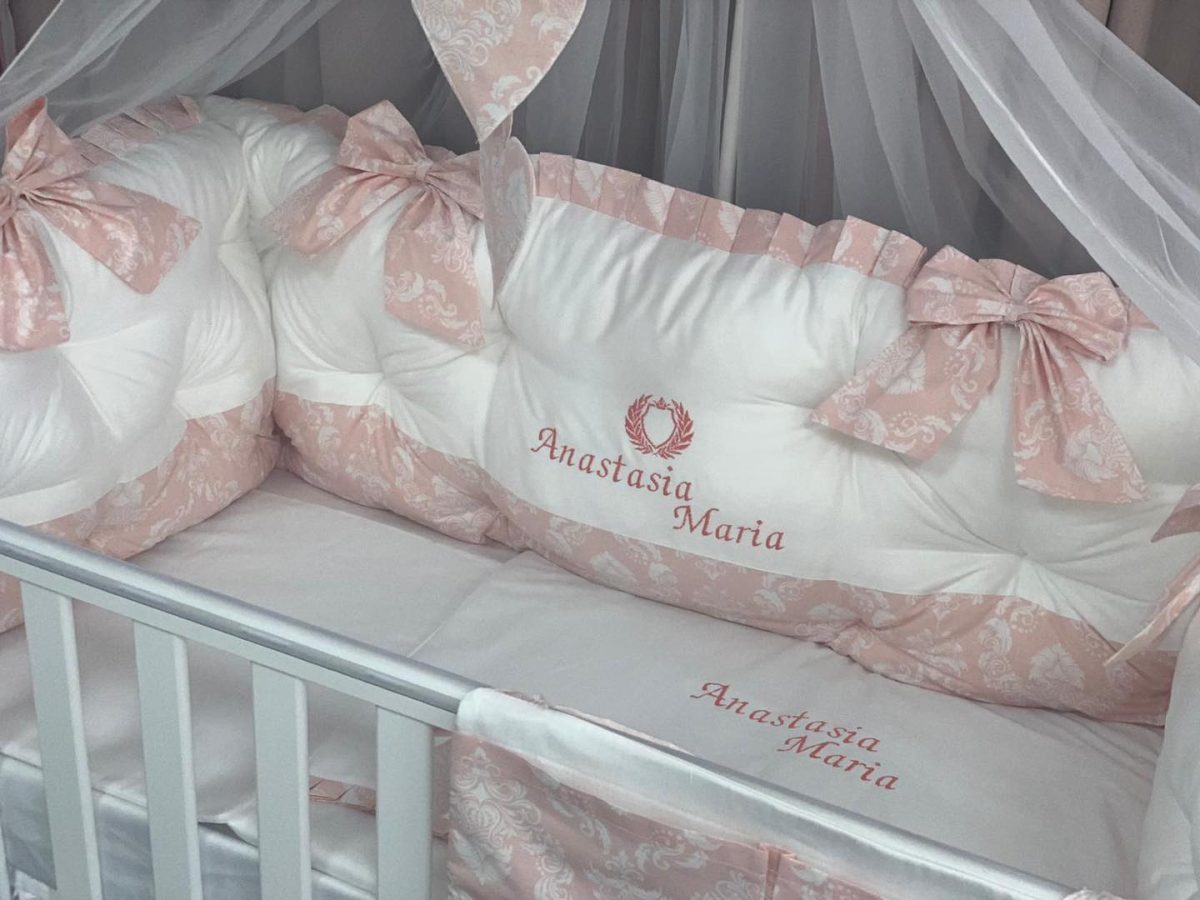 PEPPIbambini - Lenjerie patut 11 piese ROYAL White Somon - imagine 3
