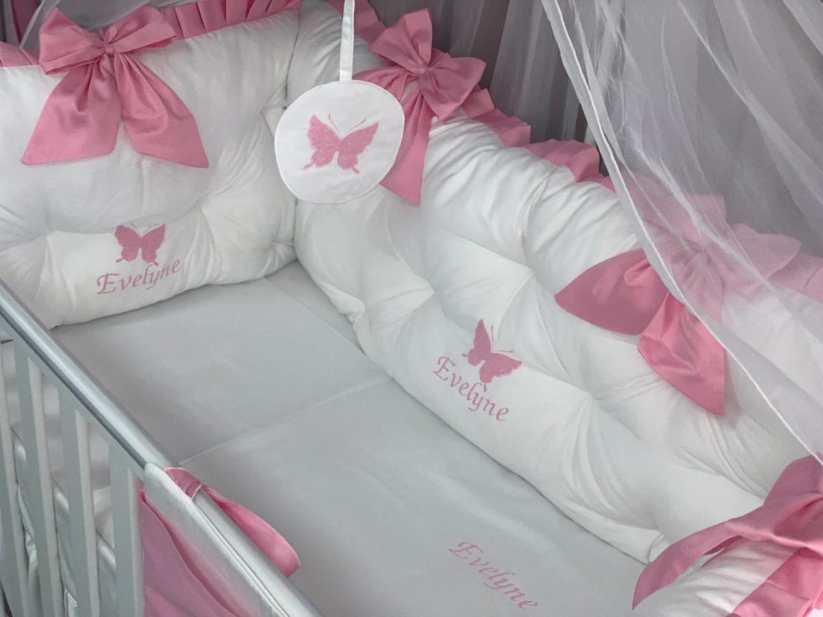 PEPPIbambini - Lenjerie patut 11 piese ROYAL White Pink - Image 3