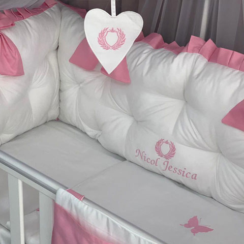 PEPPIbambini – Lenjerie patut 11 piese ROYAL White Pink