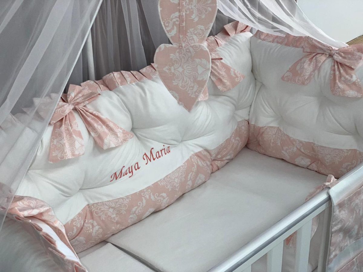 PEPPIbambini - Lenjerie patut 11 piese ROYAL White Somon - imagine 3