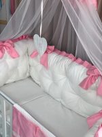 PEPPIbambini - Lenjerie patut 11 piese ROYAL White Pink - imagine 2