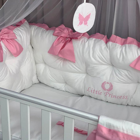 PEPPIbambini – Lenjerie patut 11 piese ROYAL White Pink