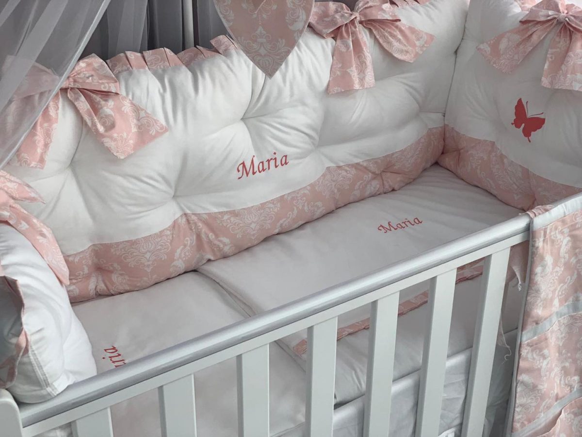 PEPPIbambini - Lenjerie patut 11 piese ROYAL White Somon - imagine 2