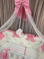PEPPIbambini - Lenjerie patut 11 piese ROYAL White Pink - imagine 2