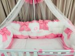 PEPPIbambini - Lenjerie patut 11 piese ROYAL White Pink - imagine 2