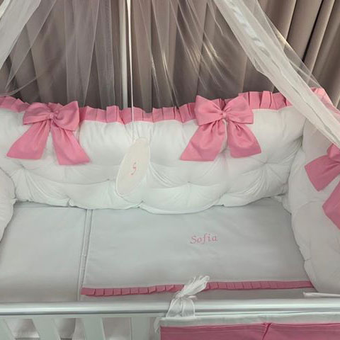PEPPIbambini – Lenjerie patut 11 piese ROYAL White Pink